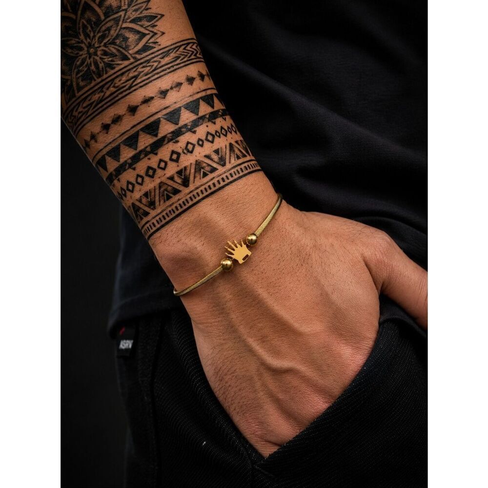 Gold Stainless Steel Crown Logo Bracelet